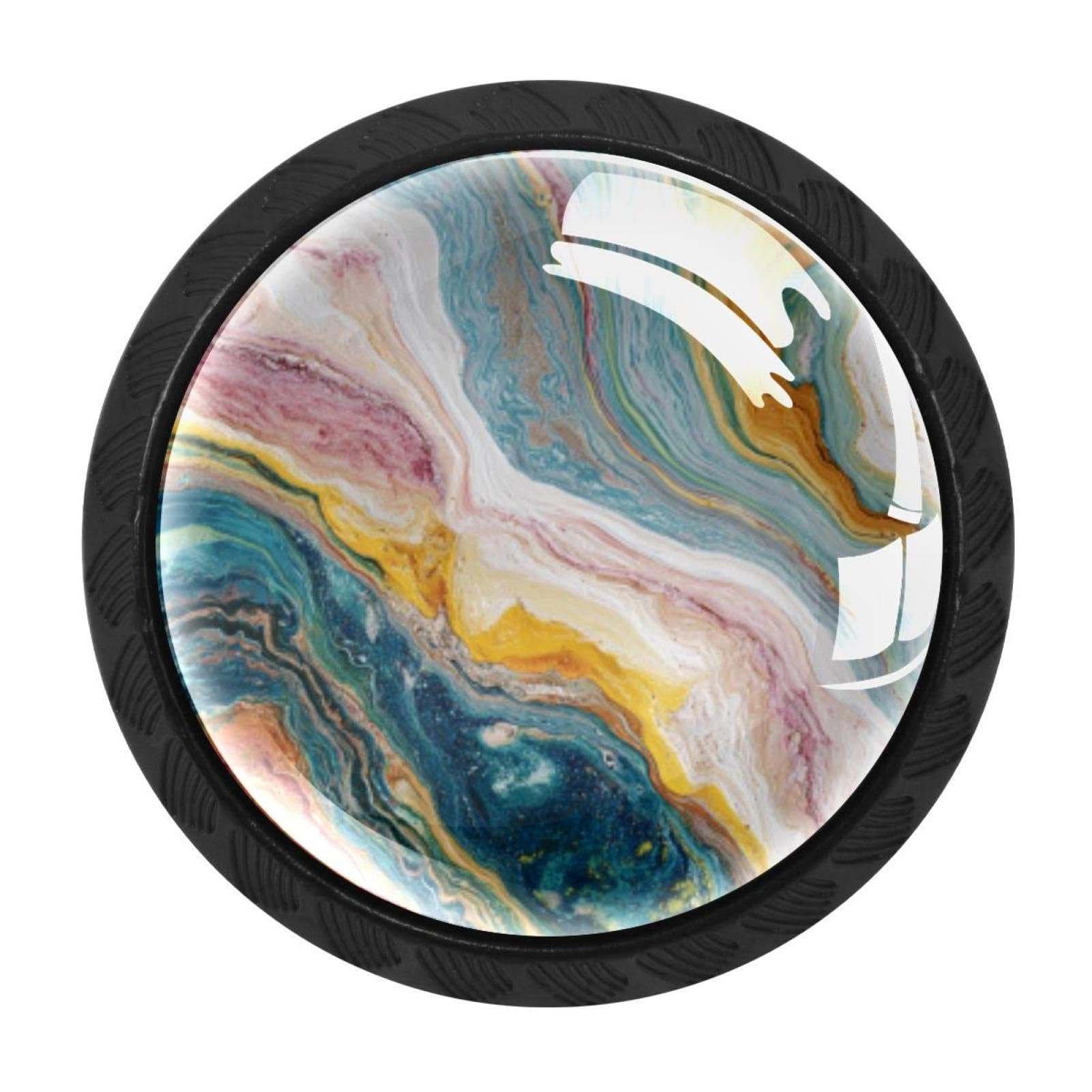 CHENZZZZ Colored Marble Drawer Knobs Pull Handle Crystal Glass Circle Shape Cabinet Drawer Pulls Cupboard Knobs with Screws for Kitchen Cupboard Dresser Wardrobe etc