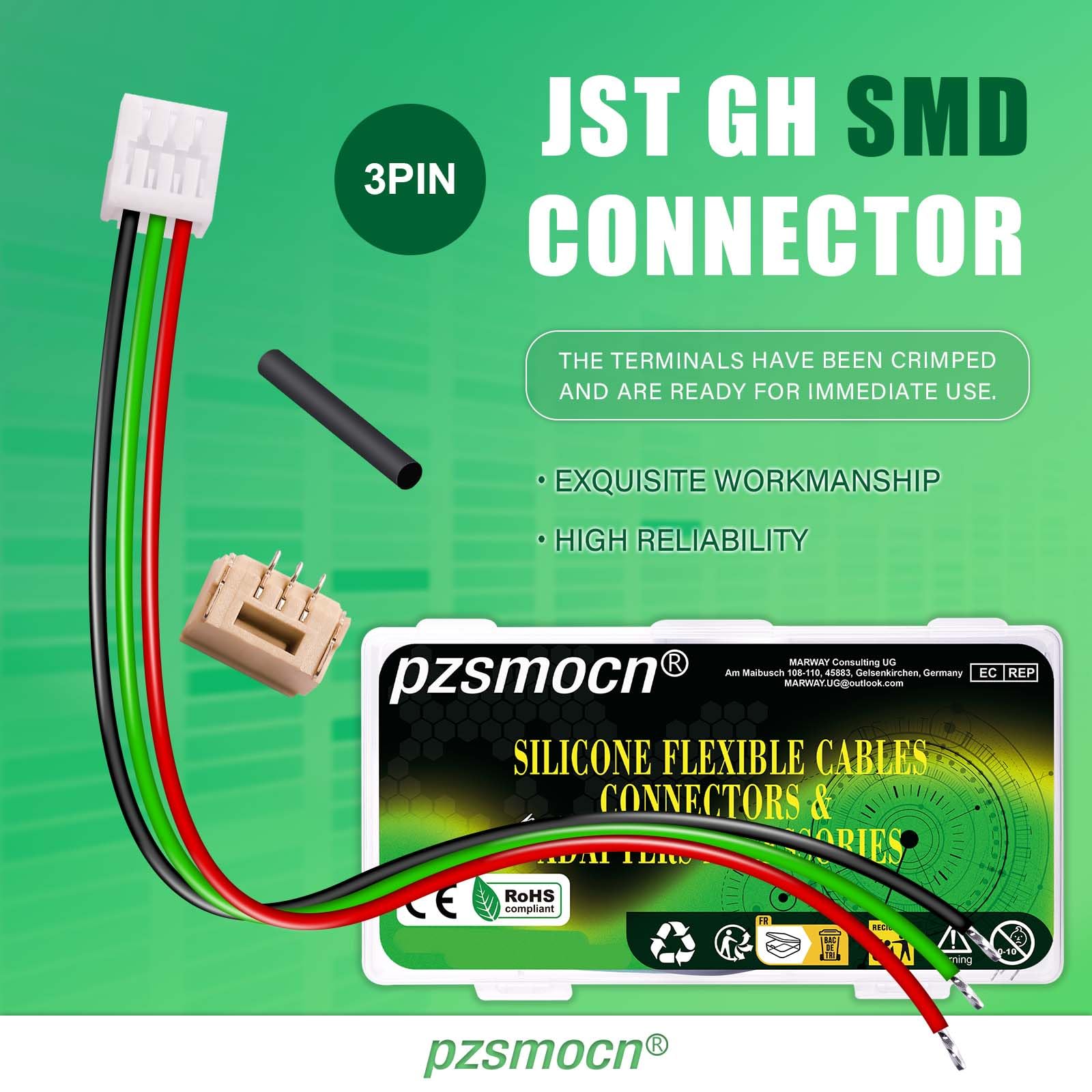 15 set/60 pezzi Mini Micro JST-GH-SMD-VHR 1,25 mm 3 pin 30 AWG Kit Cavo in Silicone, Connettore Femmina con Filo 20cm e Spina Maschio IC, per Strisce luminose a LED, Giocattoli RC, Batterie