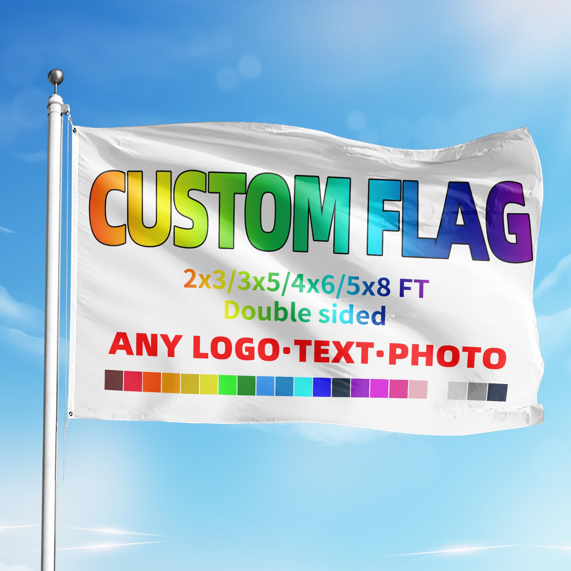 Drapeau Perso Avec Ta Photo Ou Logo | Idéal Jardin, Foot, Événements | 2,5x4 Pieds Double Face - 6