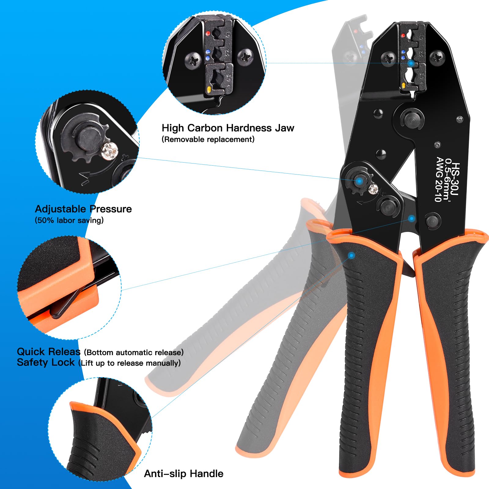 Juego de pinzas para engarzar cables,Set Alicates Terminales Electricos,Crimpadora Terminales electricos,Alicates de Terminales con 18 tipos 350PCS 0.5-6 mm² Conectores De Crimpado Aislados