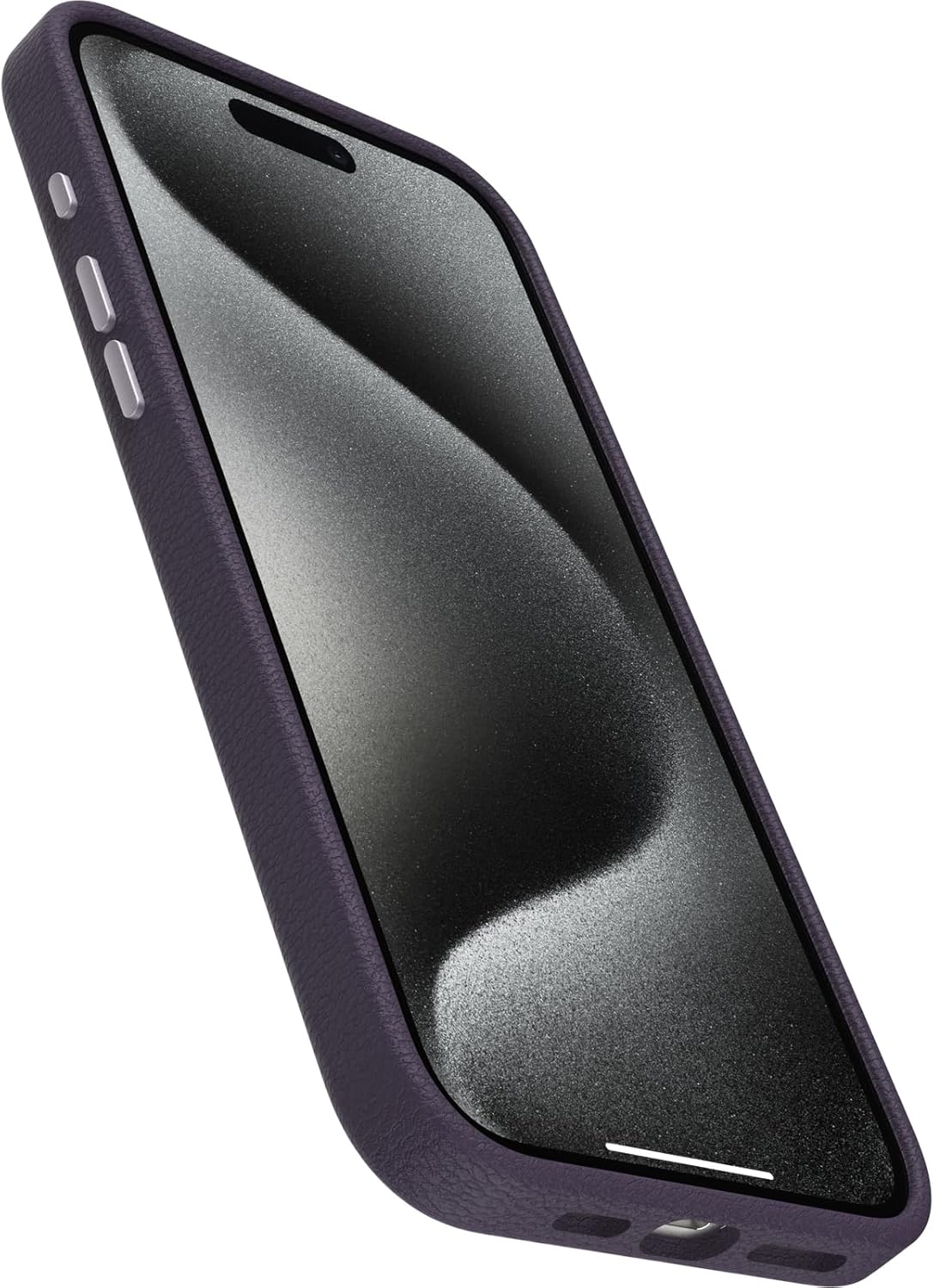 OtterBox iPhone 15 Pro Max Symmetry Series Cactus Leather for MagSafe - Plum Luxe (Purple), Snaps to MagSafe, Ultra-Sleek, Raised Edges Protect Camera & Screen - Image 3