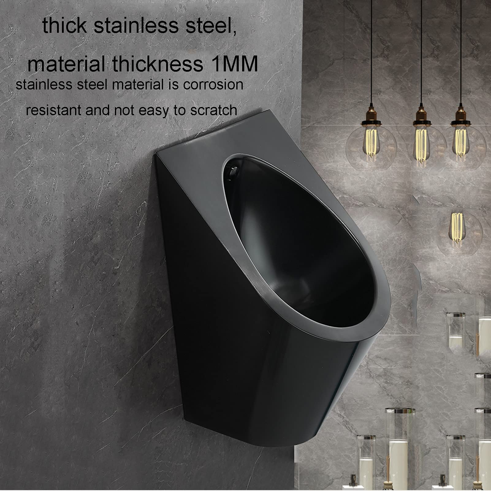 Urinal aus Edelstahl 304, wandmontiertes Urinal für Männer, Induktionsdrainage, öffentliche Toilette, Urinal, vertikale Toilette, für Heimwerker, Hotels, Clubs, öffentliche Toiletten, Schiffe, Sc (ein