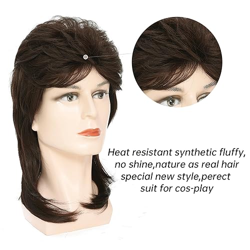 Miniatura 5 de Pelucas de salmonete para hombre, Joe Dirt, peluca emo, disfraces de los años 80, accesorio de fiesta de disfraces, peluca de cosplay, Halloween Man