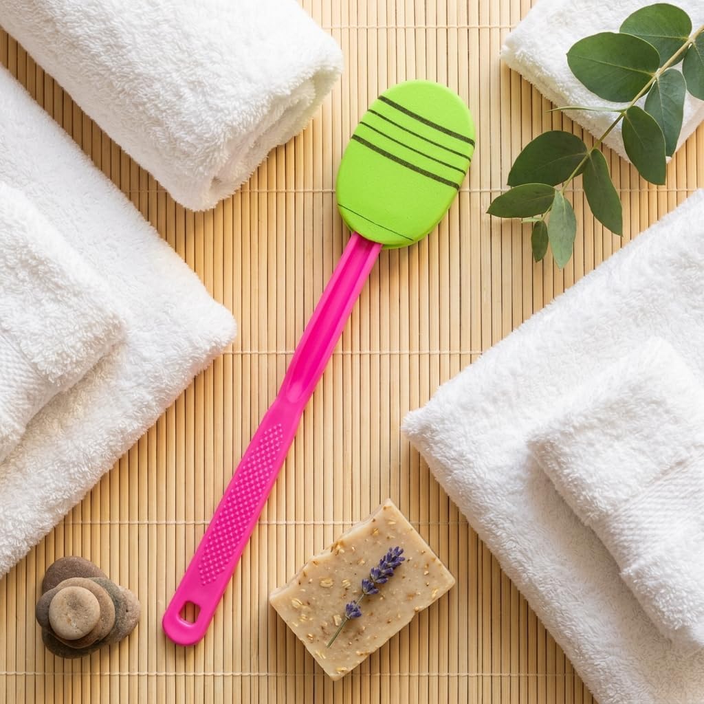 BENEPISYO Korean Exfoliating Back Scrubber for Shower, Long Handle Italy Towel Bath Brush, Asian Spa Washcloth Body Scrub for Sauna and Smooth Skin, Dead Skin Remover Loofah, 이태리 때타올 막대, 등밀이