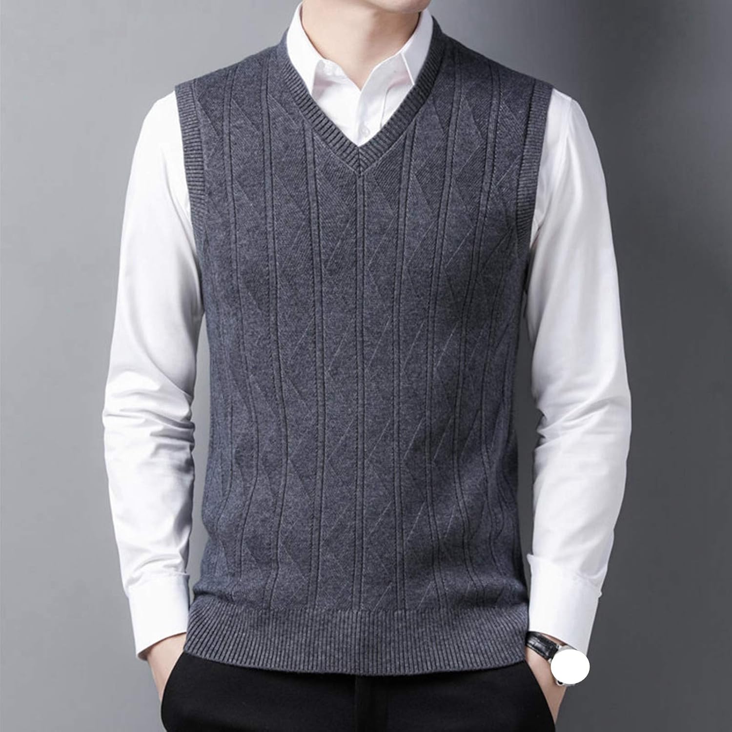 V Ausschnitt COOFANDY Herren Strickweste – Ärmellos, V-Ausschnitt
