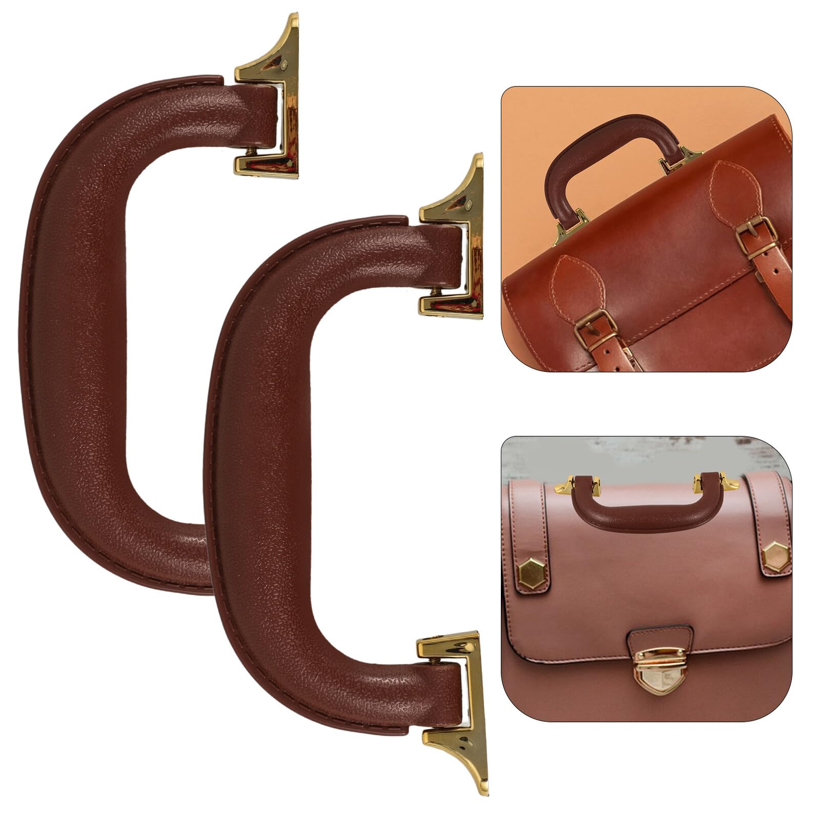 Asas de Plástico Repuesto para Maletas y Cajas de Herramientas 20 Piezas Color Marrón Oscuro Fino Base Dorada Ergonómicas y Antideslizantes para Equipaje y Viaje
