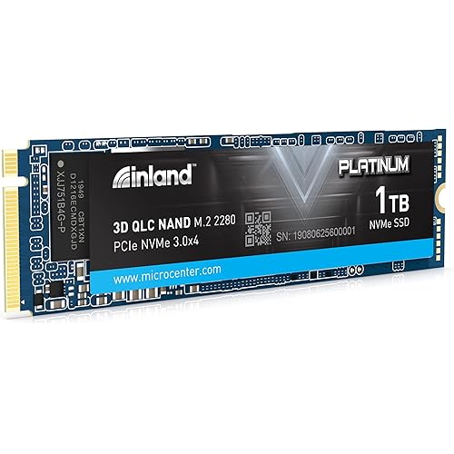 Inland Platinum 1TB SSD M.2 2280 NVMe PCIe Gen 3.0x4 3D NAND Internal Solid State Drive, R/W up to 3400MB/s and 1900MB/s, PCIe Express 3.1 and NVMe 1.3 Compatible, Ultimate Gaming Solutions (1TB)