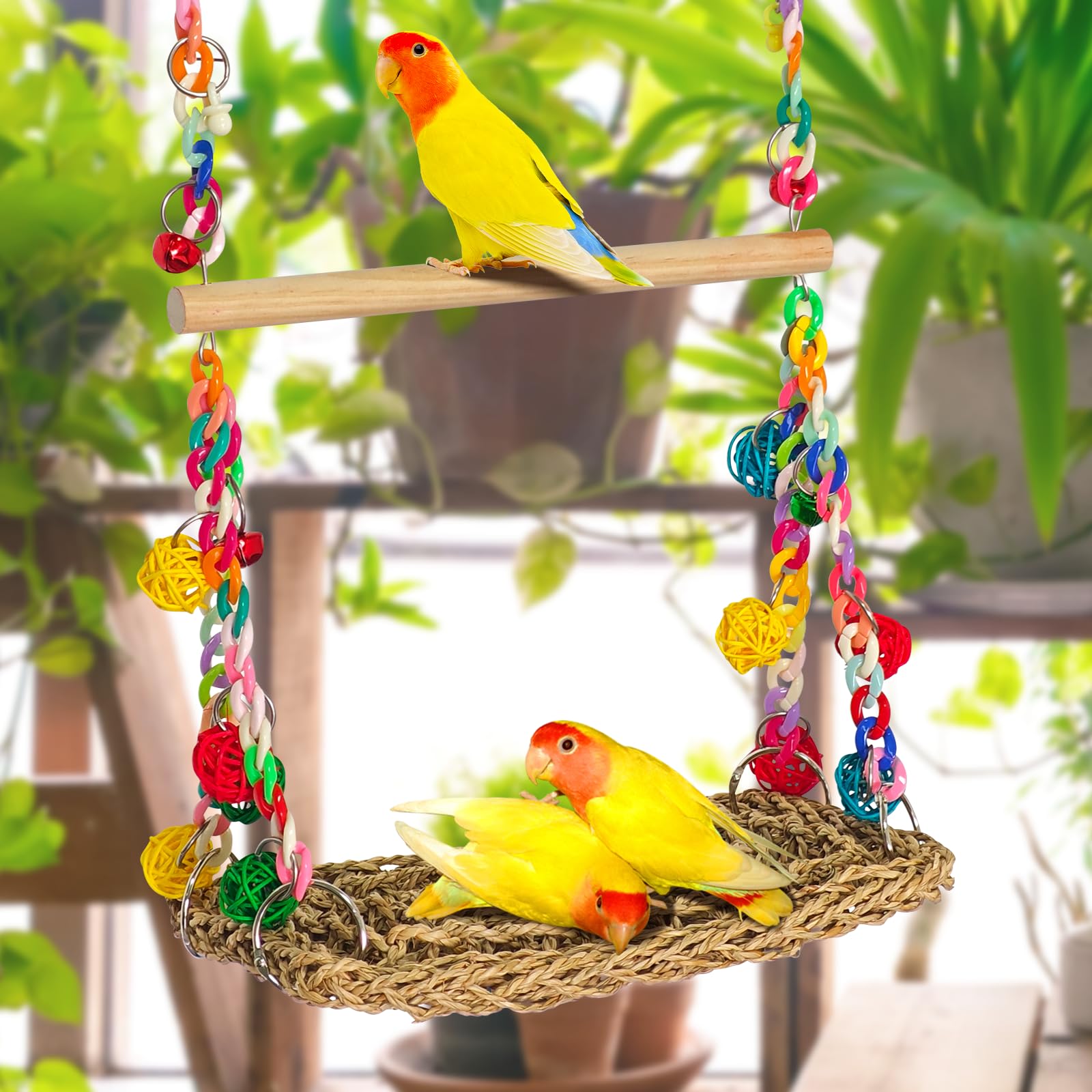 Parrot Swing Bird Hanging Hammock,Parakeet Cage Decor Climbing Toy - Image 4