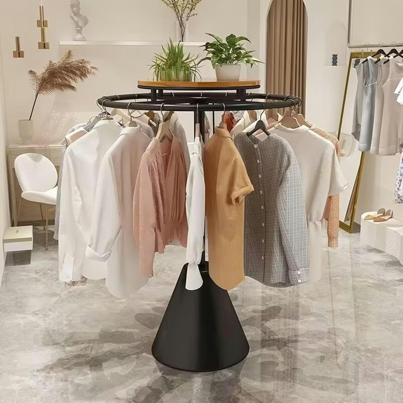 LRZPTDYU Rotatable FloorStanding Metal Garment Rack Round Clothing Rack for Boutiques Retail Displays Costumes Coats and Underwear s