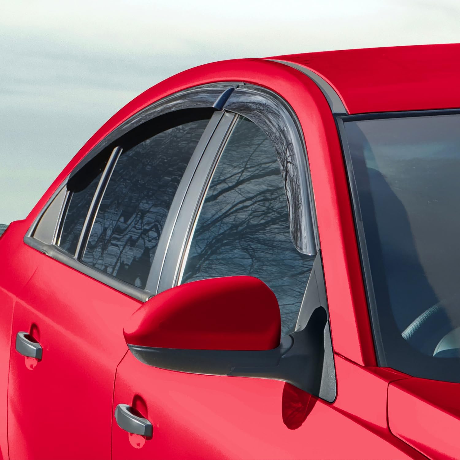 Voron Glass Tape-on Extra Durable Rain Guards for Chevrolet (Chevy) Cruze 2011-2015 Sedan, Window Deflectors, Vent Window Visors, 4 Pieces - 100326