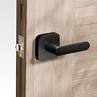 Vista 2 de ULTRALOQ Passage Lever Door Handle, Reversible Black Front Door Handle No Lock for Interior or Exterior Door, Closet, Hallway, Adjustable Latch