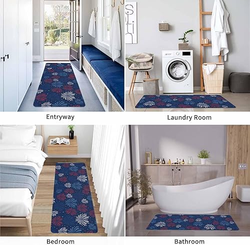 Vista 680 de Tapete de Feliz Navidad, tapete antideslizante para puerta delantera, baño, cocina, dormitorio, patio, entrada, 16 x 24 pulgadas, rojo, negro y verde