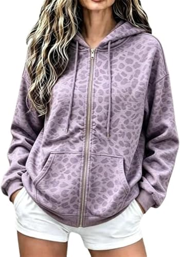 Hoodies Graphic Women Cheetah Print Comfy Trendy Oversized Sweatshirt