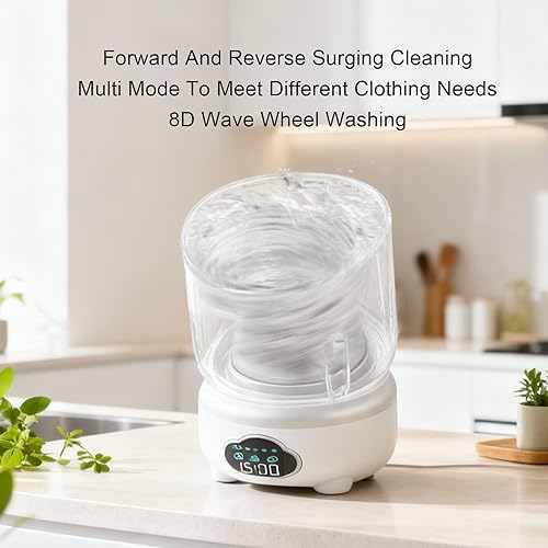 Miniatura 4 de Mini Washing Machine, 1.6L Portable Underwear Washer with 3 Modes 360 Rotation, for Socks Bras Delicates Small Laundry