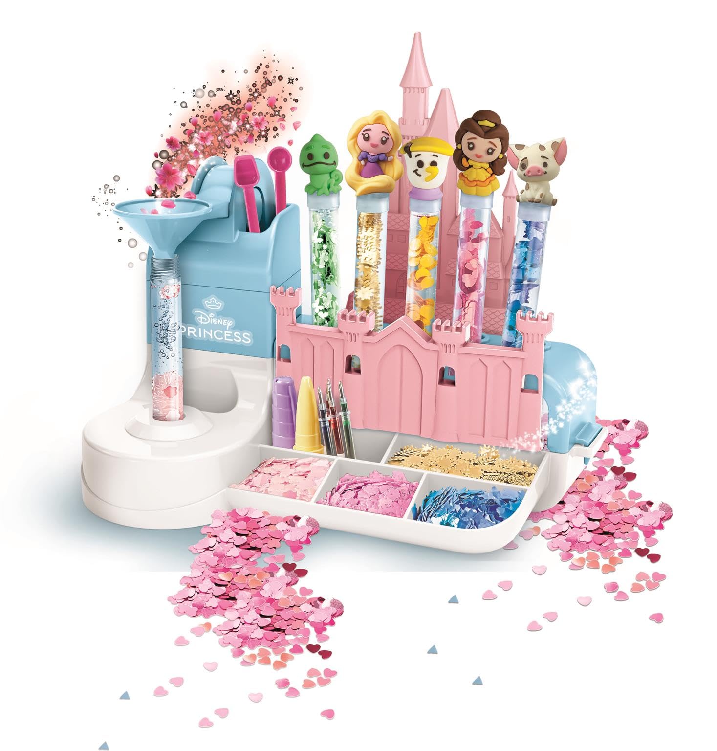 Clementoni Idea - Laboratorio delle Penne Disney Princess, Kit Creativo per Bambini 6+ Anni, con 50+ Accessori e 8 Penne Personalizzabili, Lingua Italiana, 18202