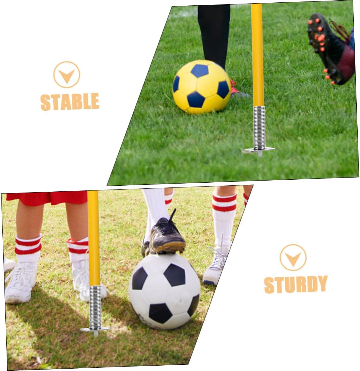2pcs Soccer Flag Ground Stakes Spring-Loaded Spike, Sturdy Field Corner Flag Poles for Field Marking and Training Equipment