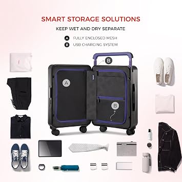 TUPLUS Balance 20 Inch Wide Handle Luggage Zipperless Suitcase Black