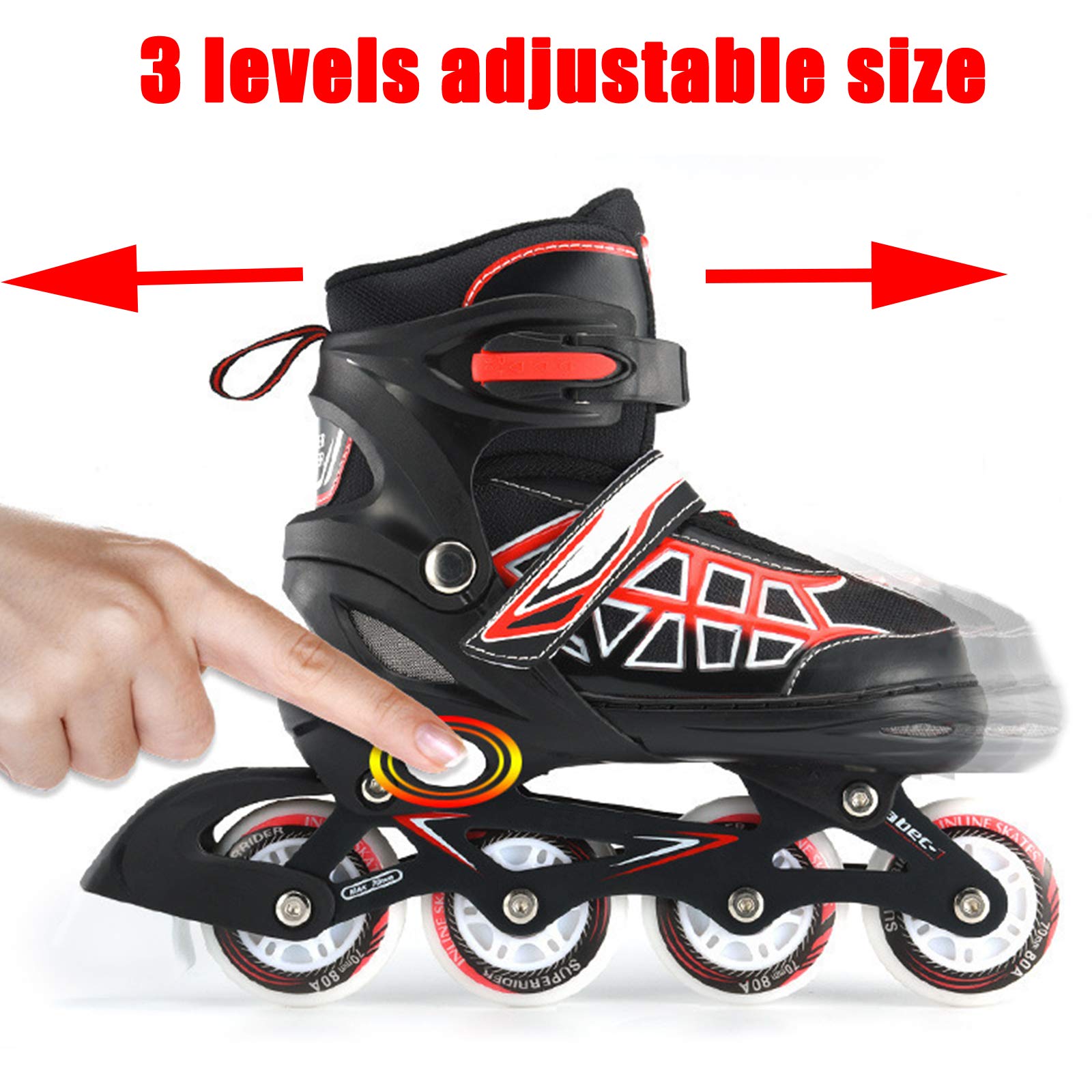 Klzzuk Rollers en Ligne Réglables pour Enfants Adultes,Patins en Ligne Patins à roulettes pour Débutants avec Roues en PU,Excellents Cadeaux pour Garçons,Filles,Hommes et Femmes
