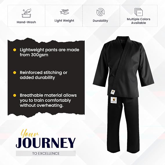 Karate Uniform for Kids and Adult, Lightweight Karate Gi Student Uniform for Martial Arts Training - White