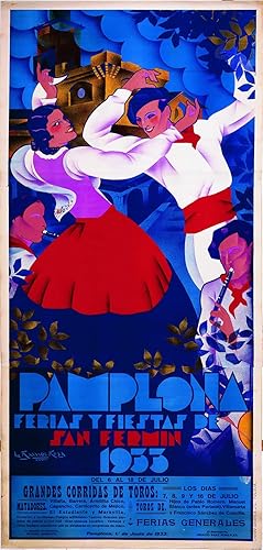 San Fermín 1933 Pampelun Festival Reproducción Póster Reproducción 19.7 x 27.6 in en papel de lujo 10.58 oz Alta Calidad Todos los tamaños