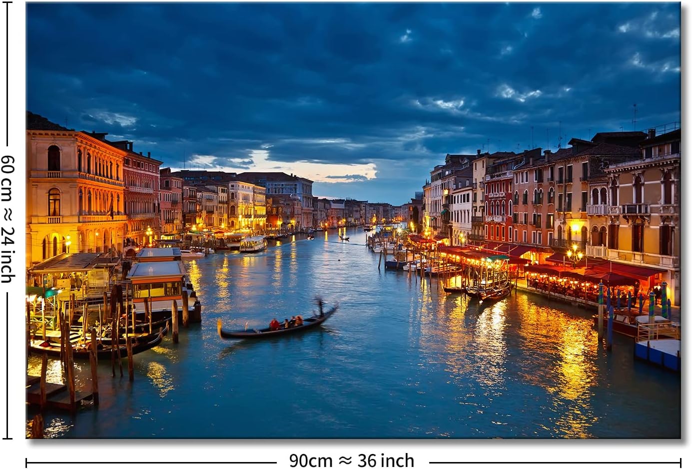 Italy Venice Grand Canal At Night Wall Art Painting The Picture Print On Canvas The Basilica Di Santa Maria Della Salute Pictures Modern Artwork For Living Room Dining Room Home Decor Decoration Gift