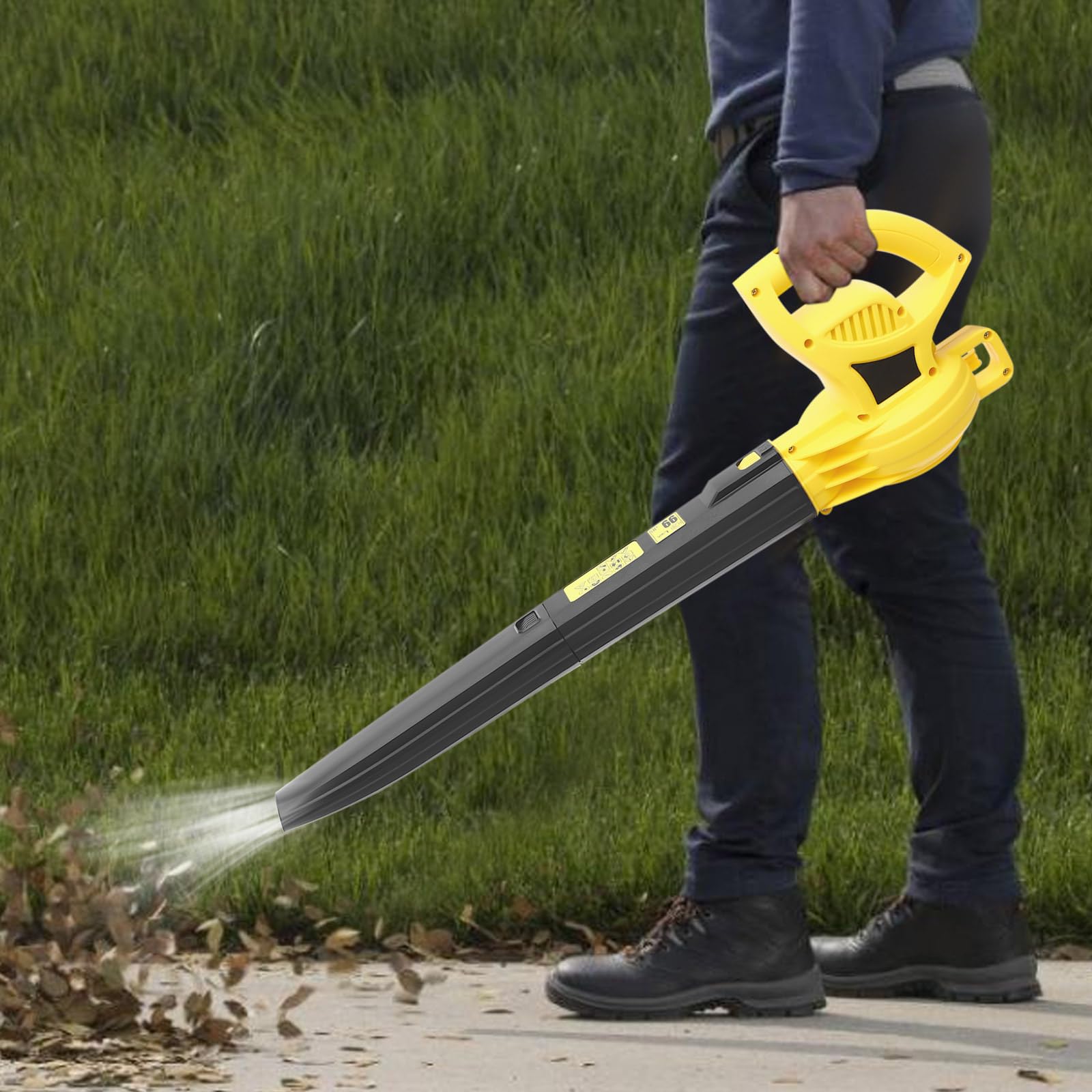 Soplador de hojas eléctrico con cable de 2000 W, 206 CFM, pequeño soplador de nieve ligero de mano de 320 km/h, soplador de hojas para el cuidado del césped, patio, entrada