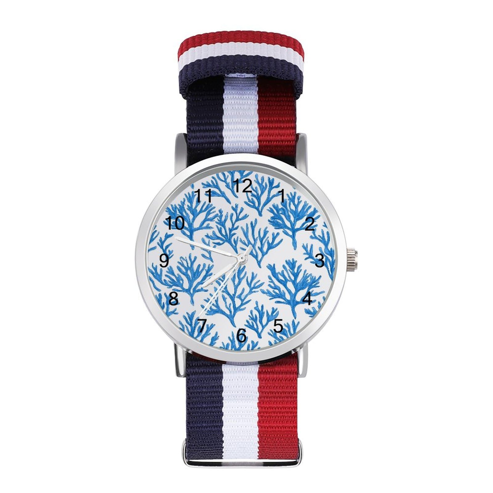 Blue Coral Branch Funny Wrist Watches for Men Women Fashion Graphic Watch for Work Workout