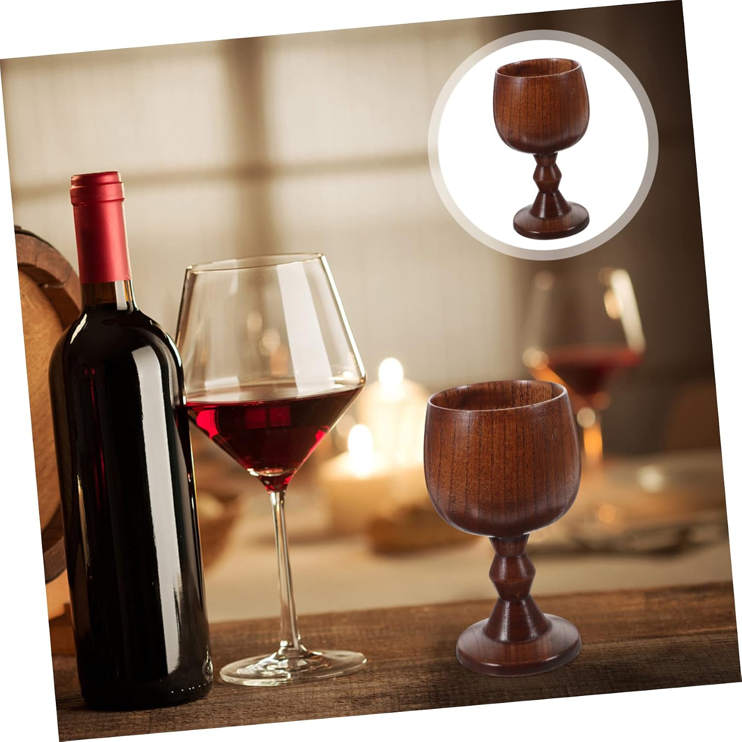 Vintage Handmade Wooden Goblet Charming Cup for Entertaining for Drinks Water and Decor Natural Durability for Family and Friends