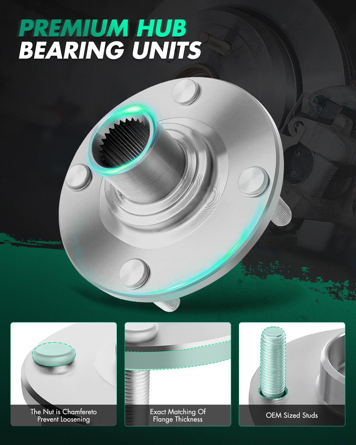 SCITOO Front Wheel Hub Bearing Assembly 2000-2011 for Ford Focus 518510 New Left or Right 4 Lugs w/ABS 1Pcs