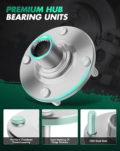 Miniatura 4 de SCITOO Rodamiento de rueda delantera 2000-2011 para Focus 518510 Nuevo conjunto de cubo de rueda izquierda o derecha 4 lengüetas con ABS 1 unidad