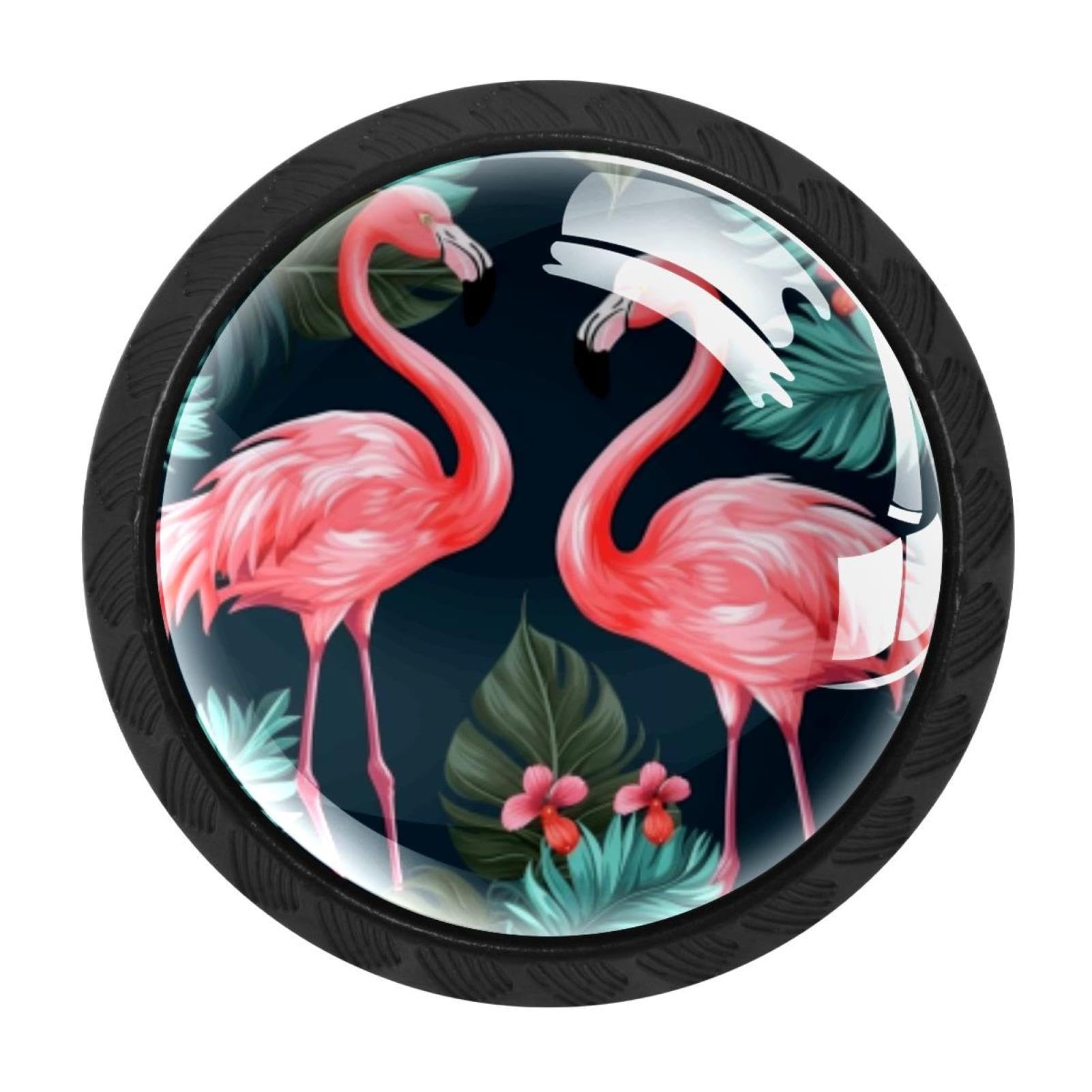 Chenzzzz Multicolored 08 4 Pack Black Flamingo Rainforest Cabinet Pulls With Screws, Kitchen Cabinet Knobs Hardware
