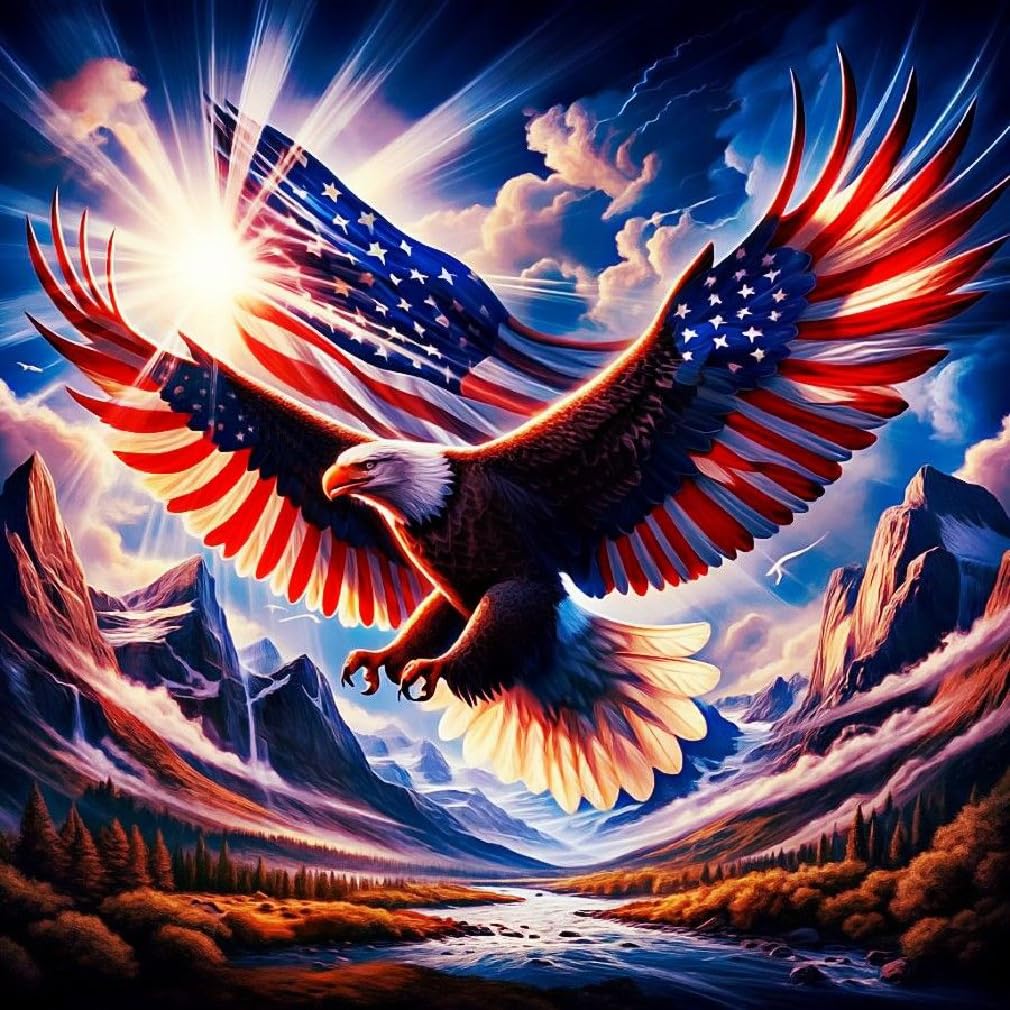 LWZAYS 4th of July American Flag Diamond Painting Kits for Adults, 5D Art Kit Perfect for Home Wall Decor 14x14 Inch-image-49