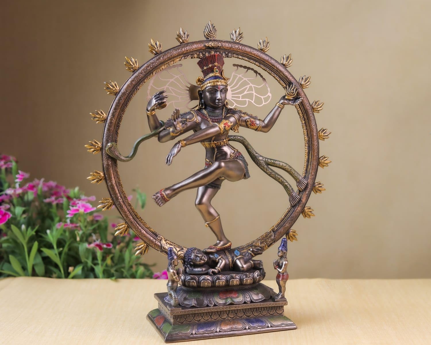 Statua Nataraja, statua di Shiva Nataraja in bronzo legato, 25,4 cm, maestosa Shiva in posa da ballo, ideale per la decorazione della casa, Lord Shiva nella danza cosmica, perfetta per la