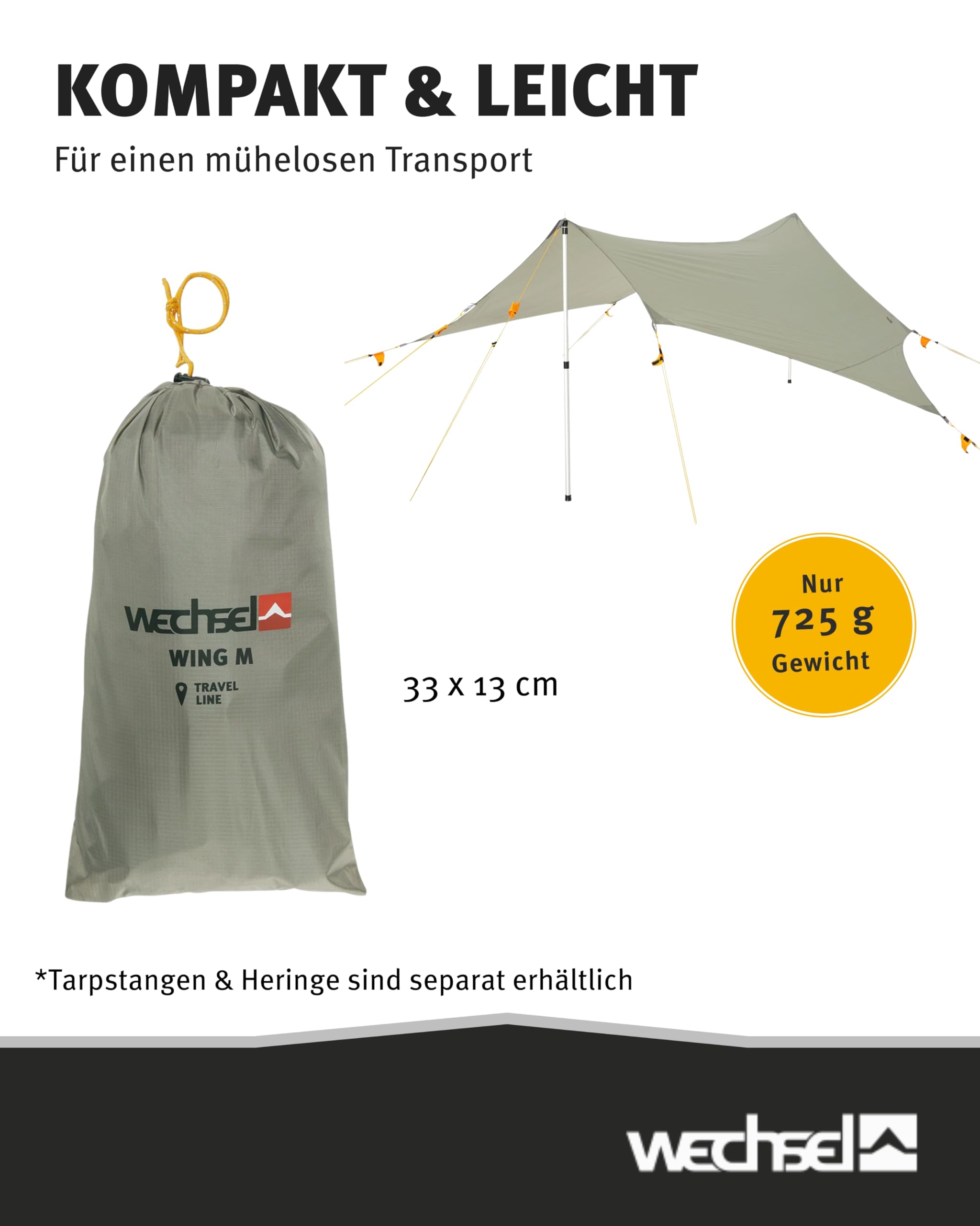 Wechsel Wing M Laurel Oak I wasserdichtes Zeltdach mit 5.000 mm Wassersäule I robust & kompakt für unterwegs I als Vorzelt oder Universalüberdach für Trekking, Camping, Radreisen, Kanu & Kajak