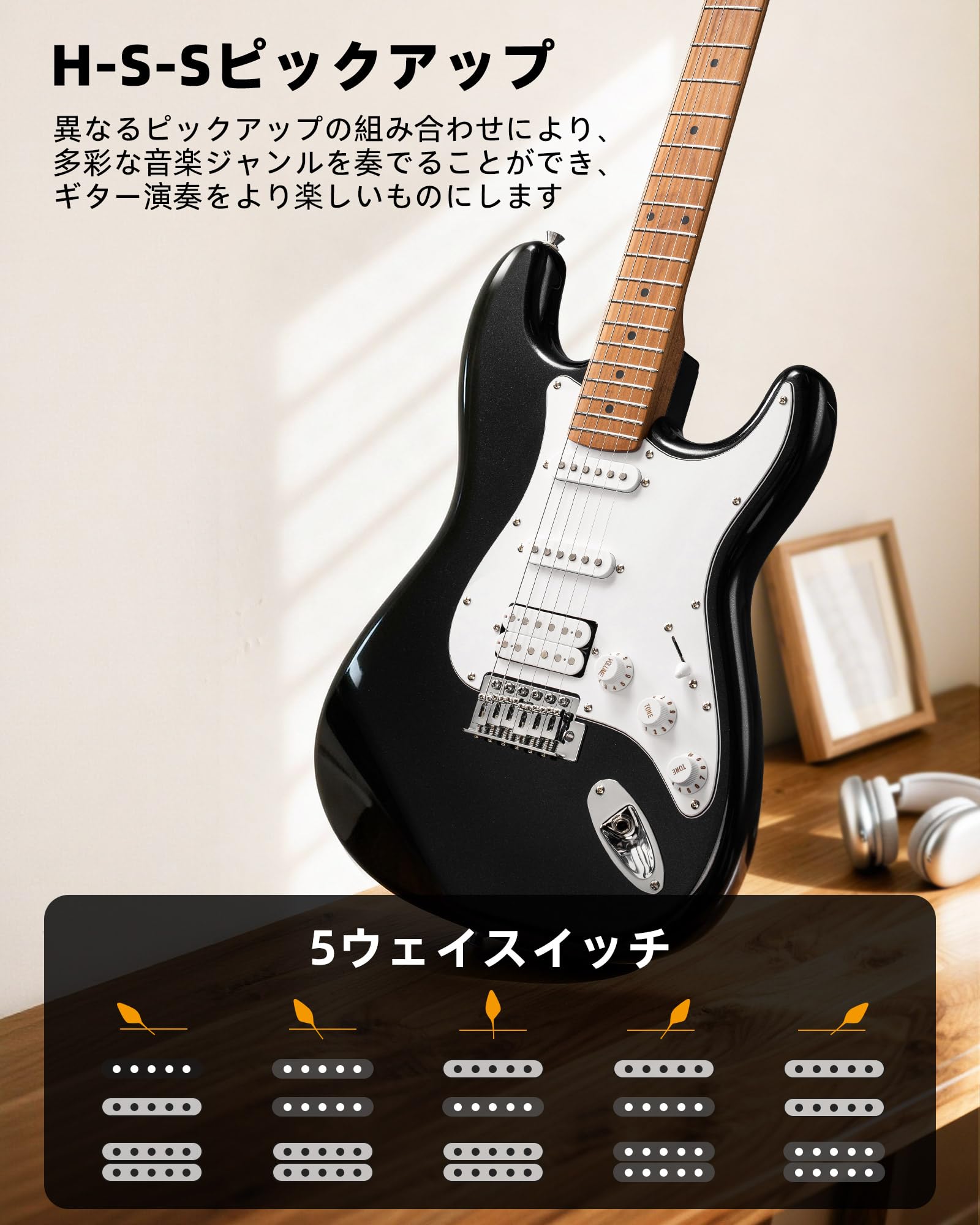 Amazon | LEKATO エレキギター 39インチ HSSピックアップ搭載 初心者