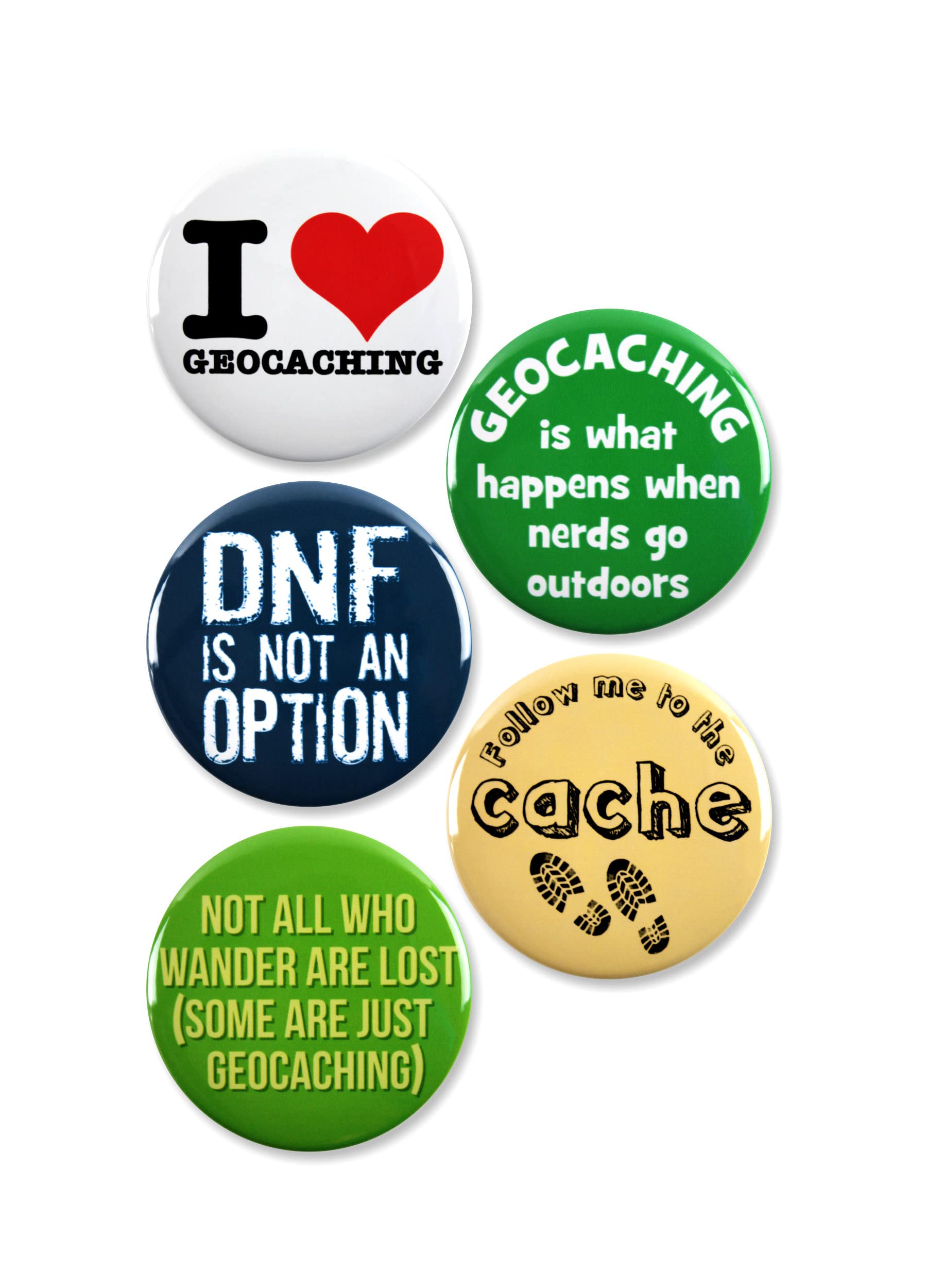 WACKYBUTTONS.COM YOUR SOURCE FOR QUALITY BUTTONSGeocaching Lover Pinback Buttons – Durable Round Metal Badges – Outdoor-Themed Pin Set for Cache Hunters, Nature Fans & Collectors – Wearable Accessories for Jackets, Bags & Gear – 2.25 Inch (5 Pack)