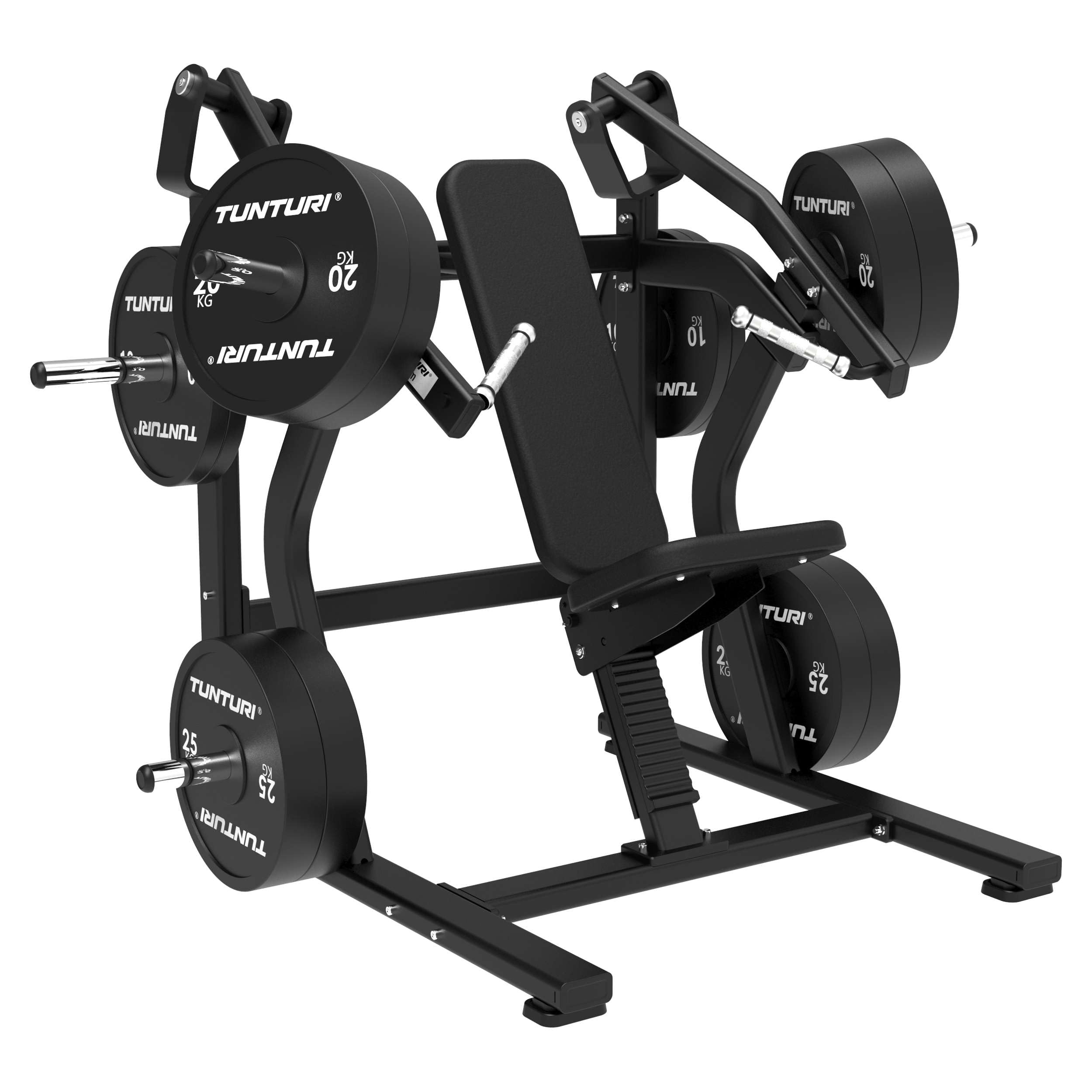 Tunturi Platinum Incline Chest Press Kraftstation – Fitnessmaschine für Brusttraining – Plate Loaded Homegym – 200 kg Maximales Gewicht – V-Serie
