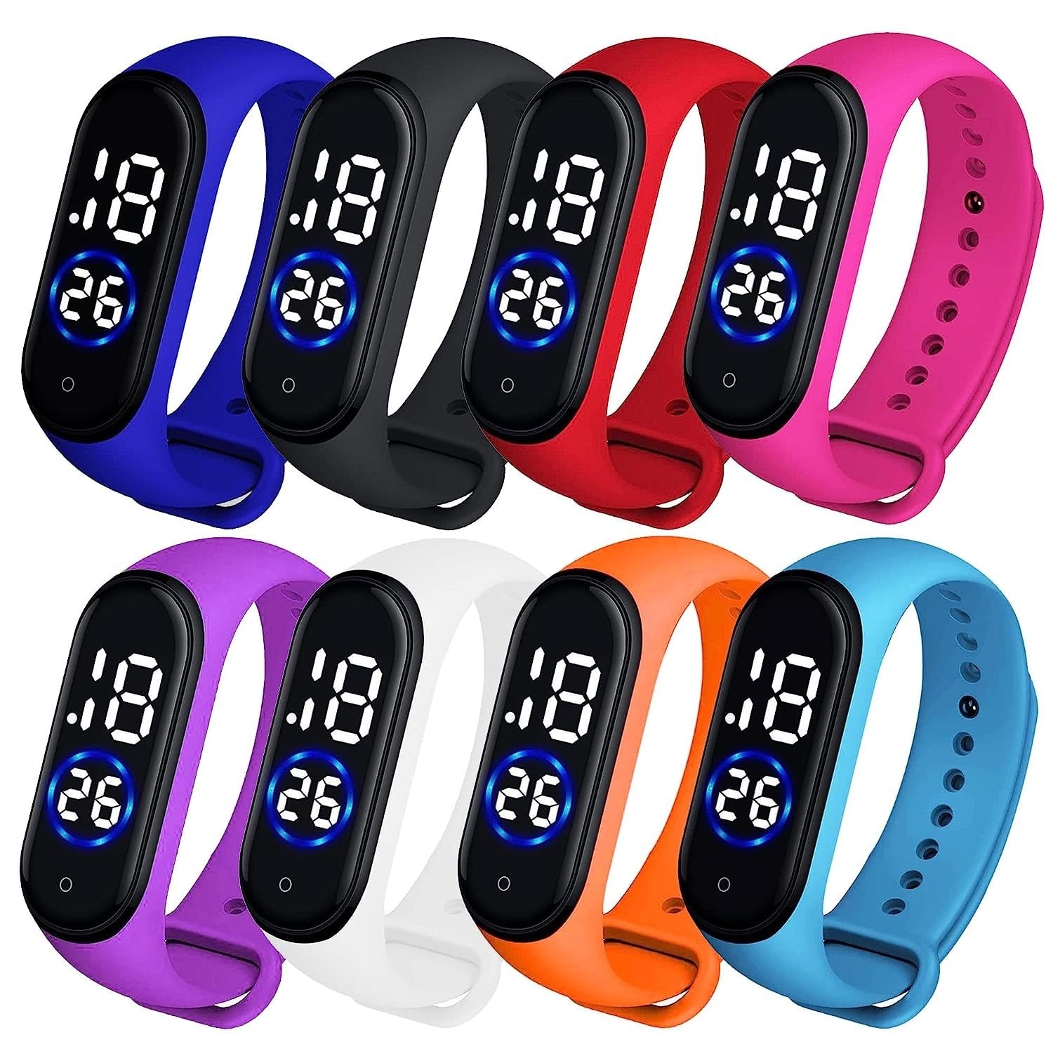 Pappi Boss Haunt Boys and Girls Silicone Jelly Slim Digital LED Watches (Set of 8, Multicolour Dial) (B075ZZT19R) Amazon Price History, Amazon Price Tracker