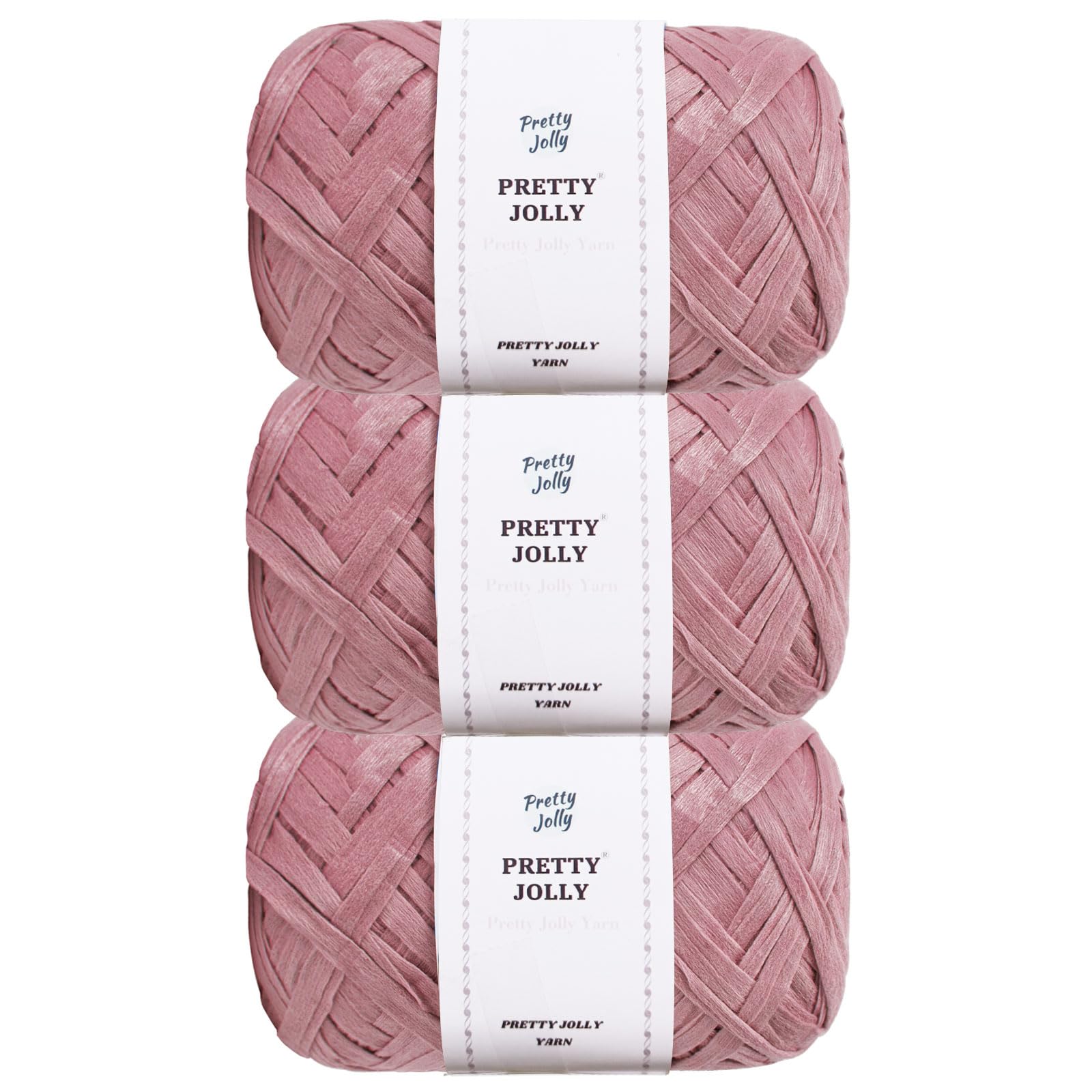 Pretty Jolly 3×100m/50g Pink Soft Tape Yarn for Knitting, Crocheting, DIY Crafts and Gift Wrapping