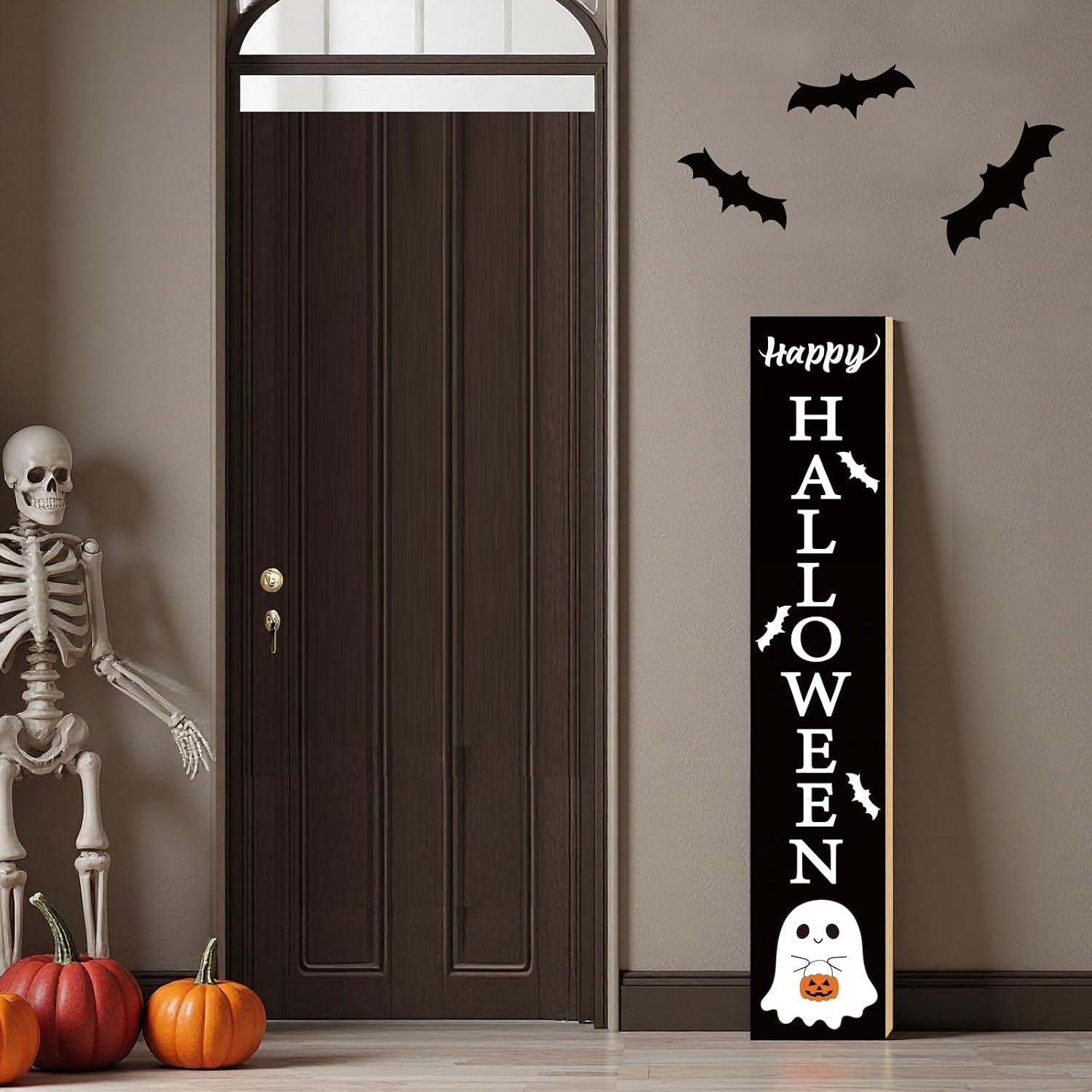 Halloween Porch Decor Outdoor Halloween Decorations Wooden Cute Ghost Boo Porch Sign Door Decorations Indoor Outside Welcome Sign for Front Door 46.8 Inch