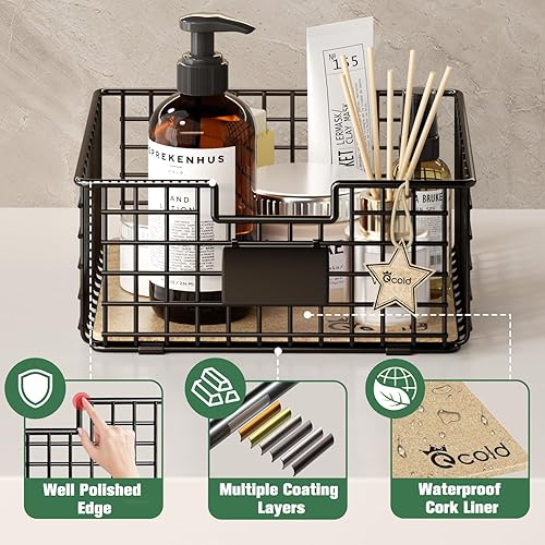 Miniatura 7 de Cestas de almacenamiento para organizar, paquete de 3, cesta de almacenamiento para organizar con forro de corcho extraíble, cestas organizadoras de