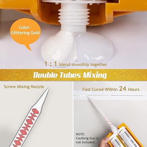 Miniatura 2 de NADAMOO Lechada epoxi de porcelana blanca brillante, tubos duales, impermeable, lechada de azulejos de 19 onzas, 13.5 fl oz, línea de lechada de