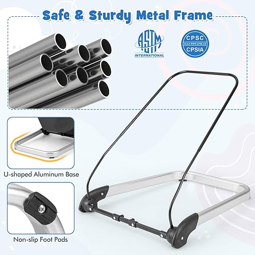 Miniatura 15 de BABY JOY Gorila para bebé, asiento plegable para bebé con arnés de seguridad de 5 puntos, funda de tela extraíble y 3 colgantes de felpa, gorila