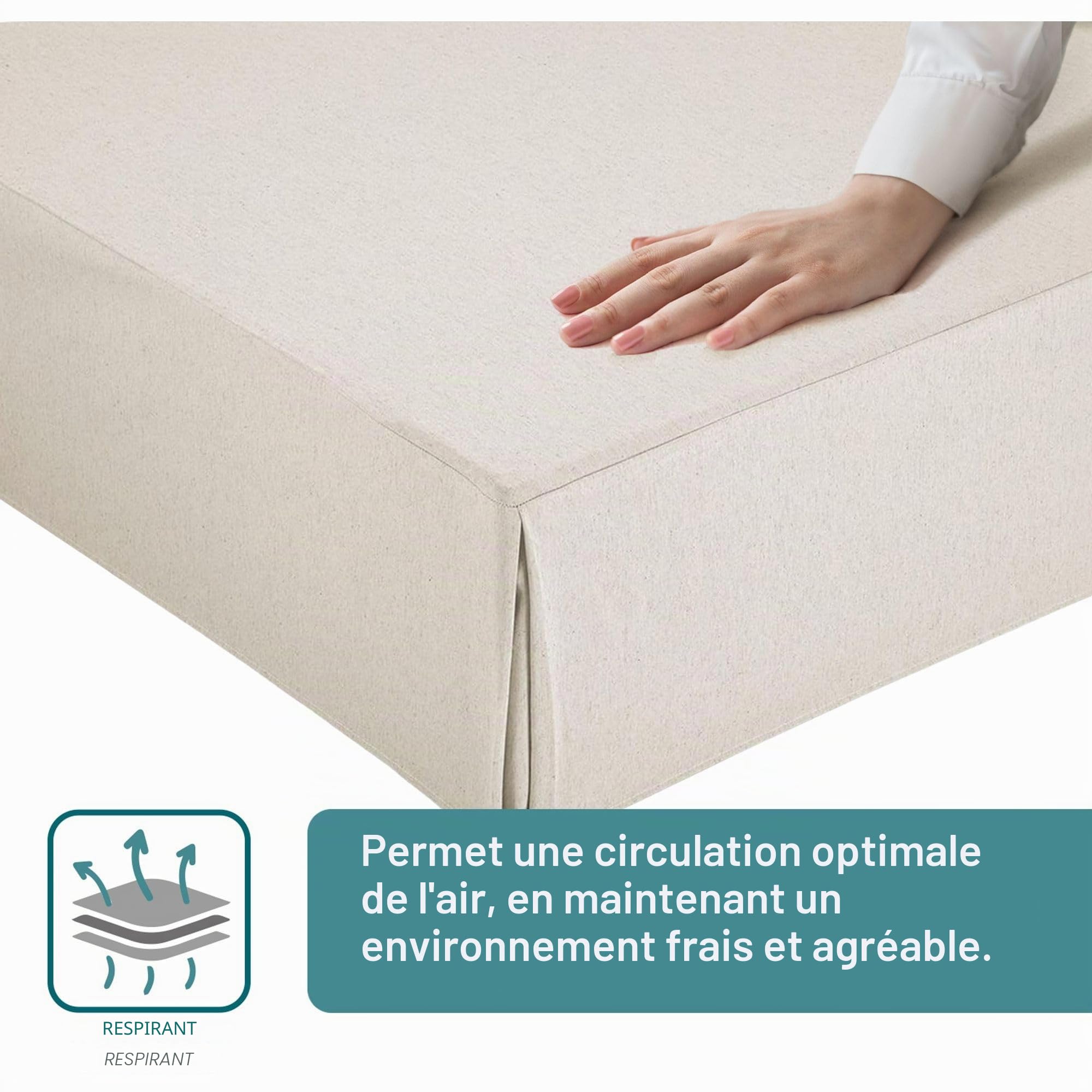 ECOMMERC3 Protège-canapé 100% fabriqué en Espagne pour lit de 160 x 190/200 cm - Couleur Ivoire, Ajustement antidérapant et Respirant