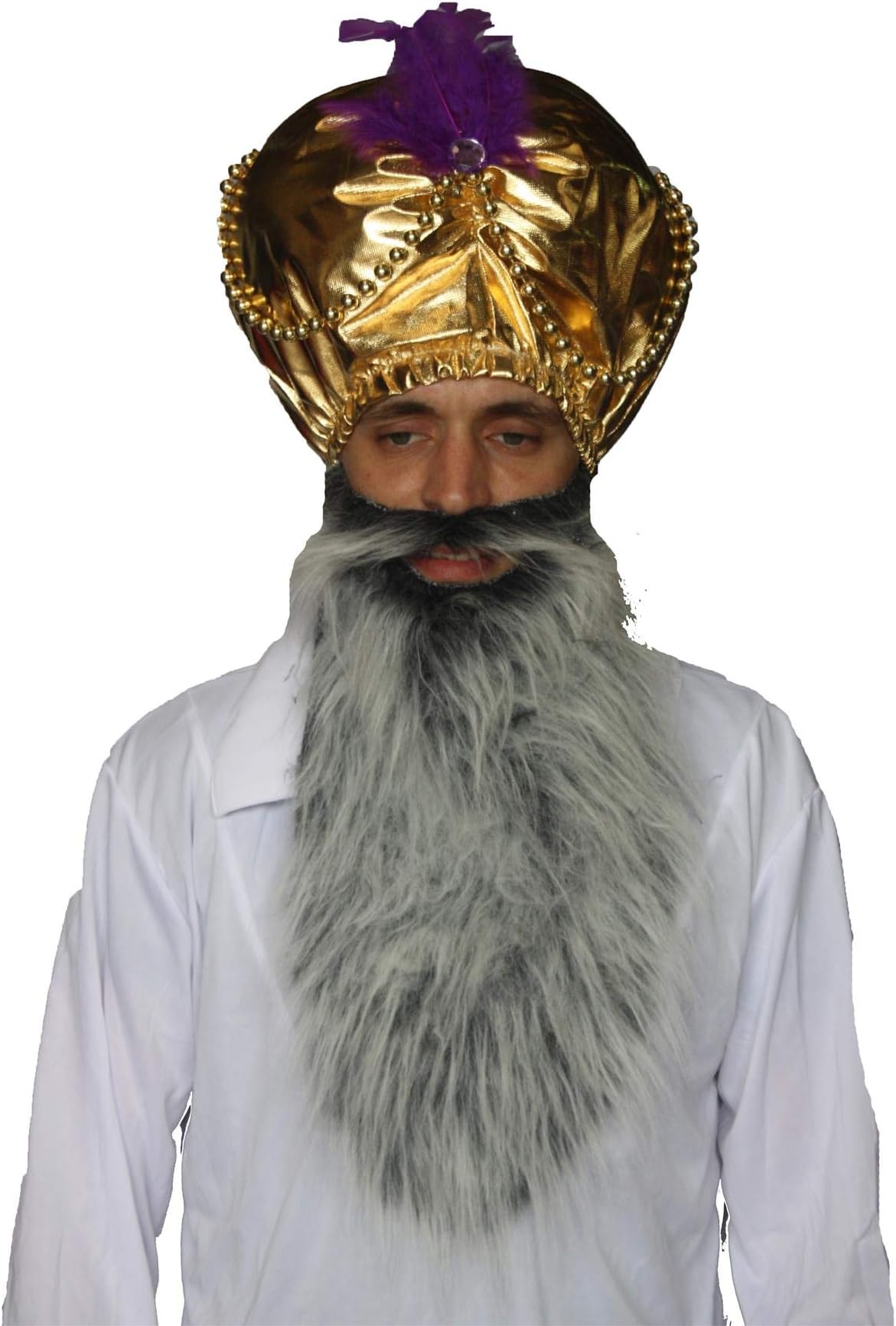 The Dragons Den Sultan Jafar Indian Golden Turban & Beard Bollywood Fancy Dress Set