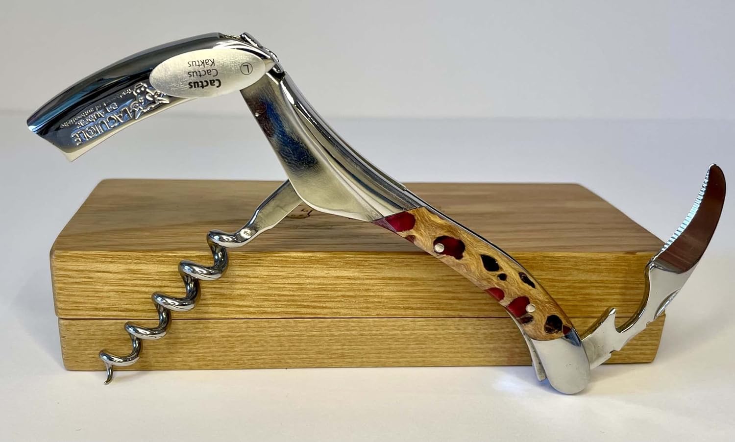 Laguiole En Aubrac Sommelier Waiter's Corkscrew, Cactus Fuchsia Handle, Wine Opener With Foil Cutter & Bottle Opener