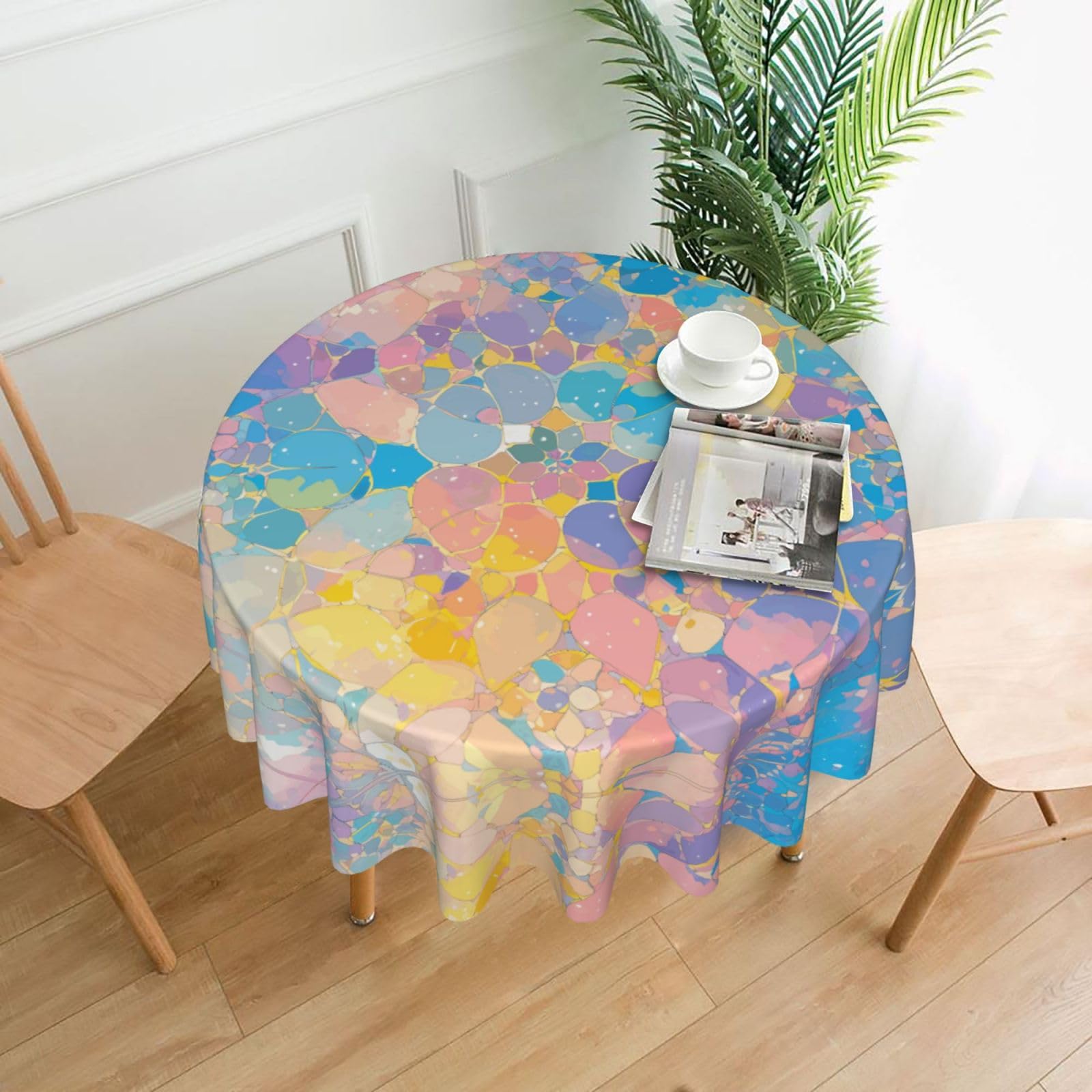 HLBSDM Color Printed Practical Round Tablecloth, Durable, Suitable for Home, Restaurant, Hotel, Gathering, and Decorative Table Covers