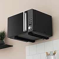 Vista 7 de AVF Soportes para horno microondas de pared, ajuste universal, acero negro resistente, brazos ajustables que soportan hasta 99 libras, juego de 2