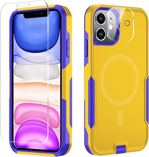 Miniatura 7 de Xmon Funda magnética para iPhone 11 compatible con MagSafe Protector de pantalla de vidrio templado con protector de lente de cámara Funda para