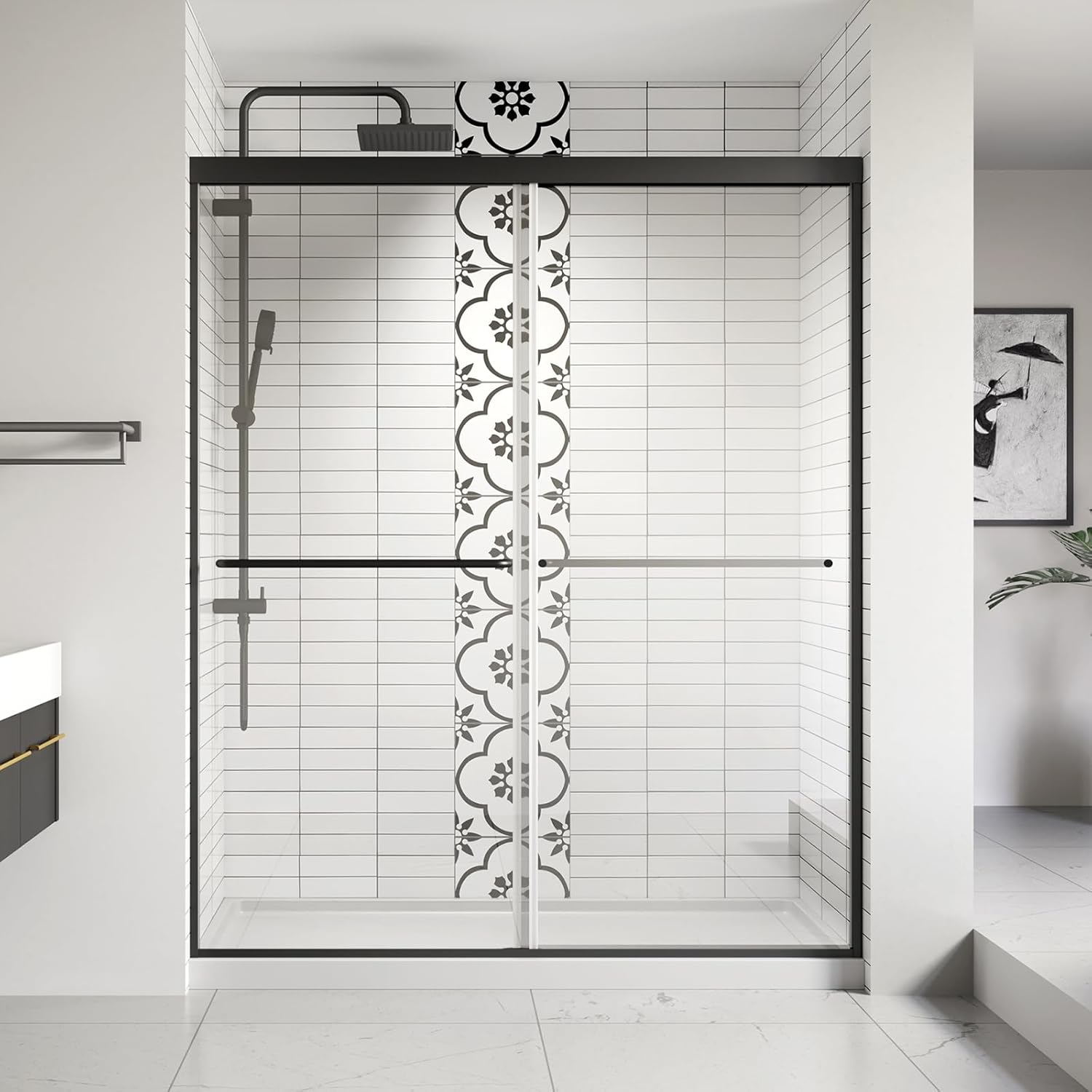 Sliding Shower Door,Royal Guard 56-60" W x 70" H Semi-Frameless Double ...